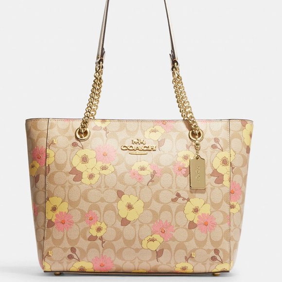 Coach Handbags - Coach Cammie Chain Tote In Signature Canvas With Floral Cluster Print